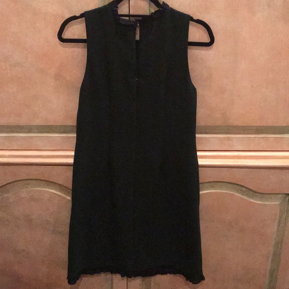J. Crew Green dress w/ delicate navy blue trim